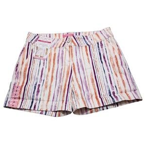 ISAAC MIZRAHI Womens 6 Shorts Tailored Stretch Sailor Style Striped 5" Inseam